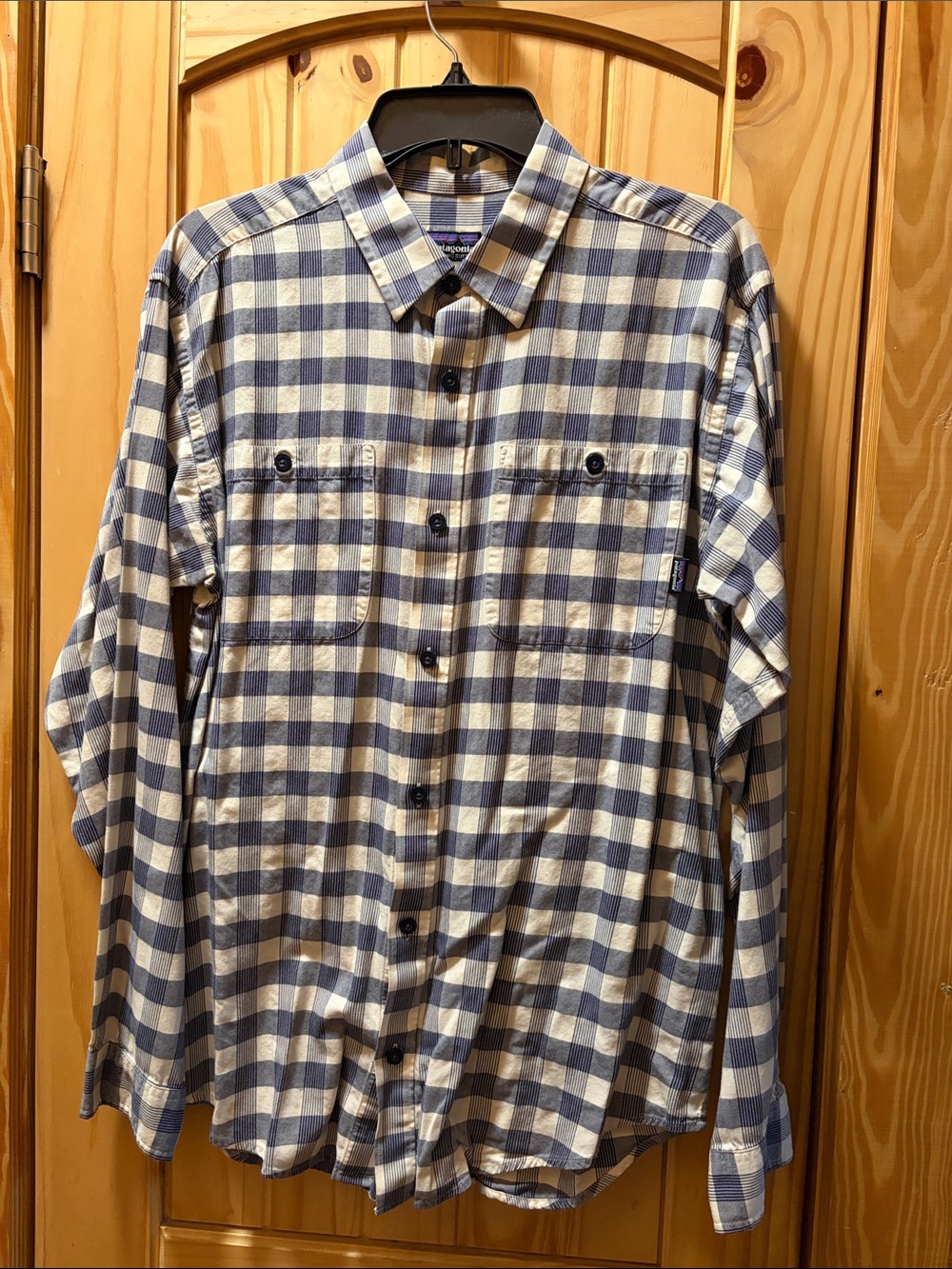 Patagonia Blue and White Check Casual Button-Down Shirt